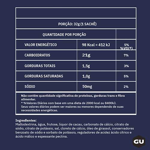GU ENERGY GEL CHOCOLATE BELGA SACHE - Imagem 2