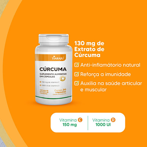 CURCUMA + VITAMINA D + VITAMINA C 30 CAPSULAS - TIARAJU - Imagem 3