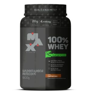 100% WHEY DINO POTE 900G MAX TITANIUM - CARAMELO MACCHIATO